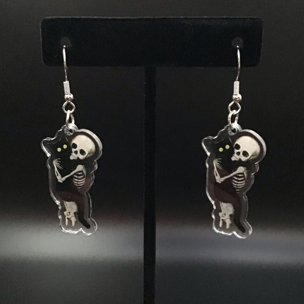 Skeletons with Cats Earrings